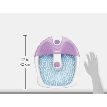 Conair Soothing Pedicure Foot Spa Bath with Soothing Vibration Massage, Deep Basin Relaxing Foot Massager with Jets, Pink/White