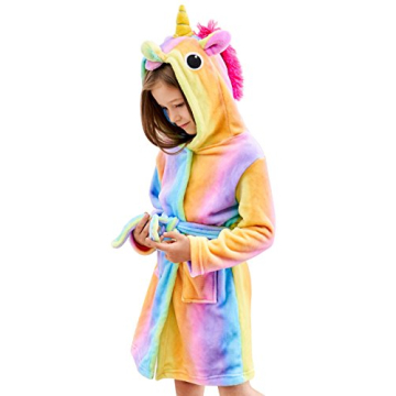Doctor Unicorn Soft Unicorn Hooded Bathrobe Sleepwear - Unicorn Gifts for Girls (Rainbow, 10-11 Year...