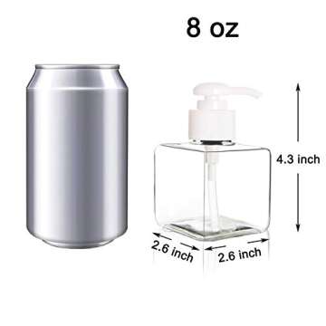 Youngever Clear Plastic Pump Bottles - 5 Pack (8 oz)