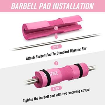 G4Free 9Pcs Barbell Pad Set for Squat, Hip Thrusts, Lunges, Leg day, Standard Olympic Bars with 2 Gym Ankle Safety Straps, 3 Hip Resistance Bands, 2 Lifting Strap, Barbell Pad, and Carry Bag (Pink)