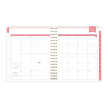 Blue Sky Day Designer for 2022 Daily & Monthly Planner, 8' x 10', Frosted Flexible Cover, Wirebound, Navy Stripe (103622-22)