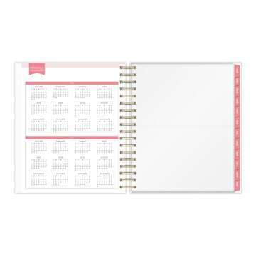 Blue Sky Day Designer for 2022 Daily & Monthly Planner, 8' x 10', Frosted Flexible Cover, Wirebound, Navy Stripe (103622-22)
