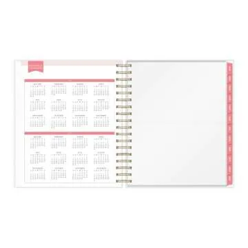 Blue Sky Day Designer for 2022 Daily & Monthly Planner, 8' x 10', Frosted Flexible Cover, Wirebound, Navy Stripe (103622-22)