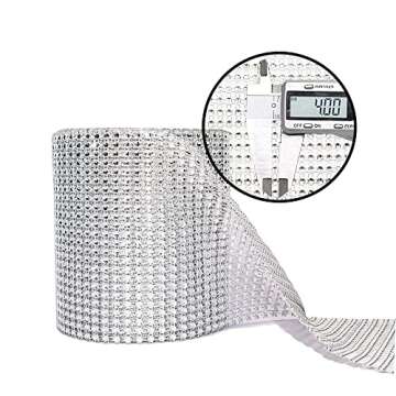 Bling Rhinestone Diamond Mesh Ribbon Wrap,Storystore Silver Acrylic Bling Diamond Wrap Ribbon for Wedding, Cake, Vase Decorations, Party Supplies (30Ft Silver 30Ft Gold)