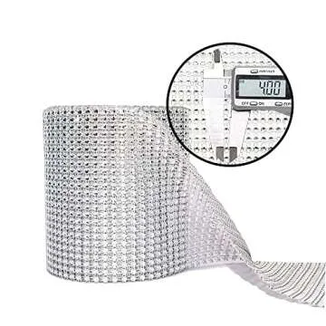 Bling Rhinestone Diamond Mesh Ribbon Wrap,Storystore Silver Acrylic Bling Diamond Wrap Ribbon for Wedding, Cake, Vase Decorations, Party Supplies (30Ft Silver 30Ft Gold)