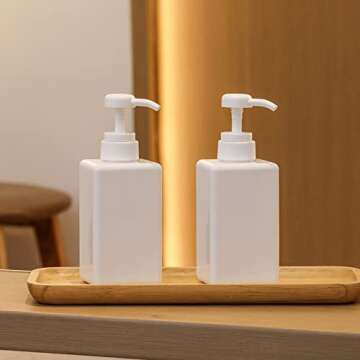 Pump Bottle, Refillable Plastic Empty Lotion Soap Dispenser Liquid Container for Bathroom Shampoo an...