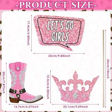 Blulu 26 Pieces West Cowboy Photo Booth Props Kit, Cowgirl Western Party Decorations Selfie Props fo...
