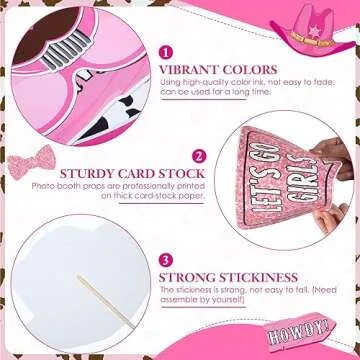 Blulu 26 Pieces West Cowboy Photo Booth Props Kit, Cowgirl Western Party Decorations Selfie Props for Western Theme Party Favors Supplies(Cowgirl)