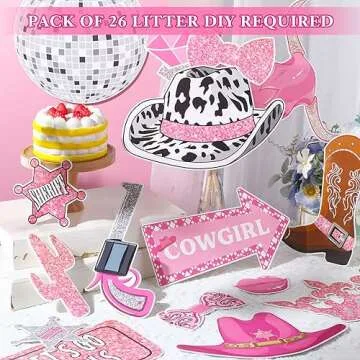 Blulu 26 Pieces West Cowboy Photo Booth Props Kit, Cowgirl Western Party Decorations Selfie Props for Western Theme Party Favors Supplies(Cowgirl)