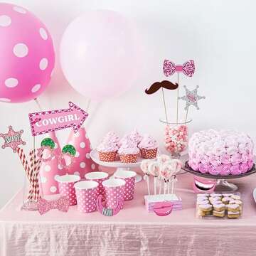 Blulu 26 Pieces West Cowboy Photo Booth Props Kit, Cowgirl Western Party Decorations Selfie Props for Western Theme Party Favors Supplies(Cowgirl)