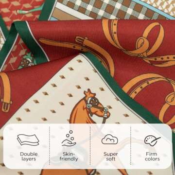 vimate Horse Scarf for Women Silk -Fashion Bag Scarf for Handbags Silk Satin Neck Scarf for Hairband Headband Ribbon Purse Scarf(Style 09)