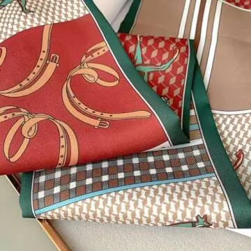 vimate Horse Scarf for Women Silk -Fashion Bag Scarf for Handbags Silk Satin Neck Scarf for Hairband Headband Ribbon Purse Scarf(Style 09)