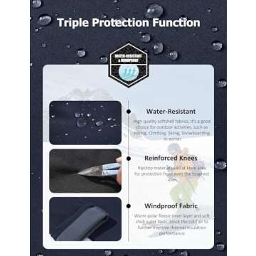 MAGCOMSEN Men's Fleece-Lined Snowboard Pants for Winter