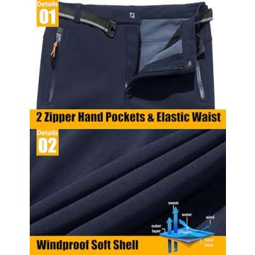 MAGCOMSEN Men's Fleece-Lined Snowboard Pants for Winter