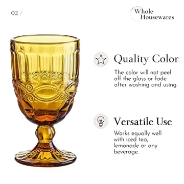 Whole Housewares Colored Amber Goblet Glasses Set of 6