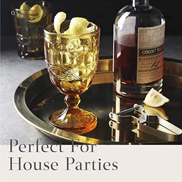 Whole Housewares Colored Amber Goblet Glasses Set of 6