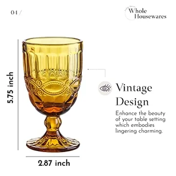 Whole Housewares Colored Amber Goblet Glasses Set of 6