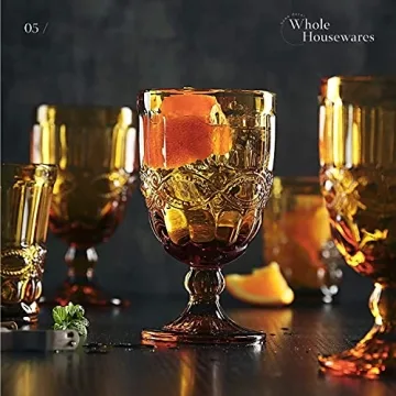 Whole Housewares Colored Amber Goblet Glasses Set of 6