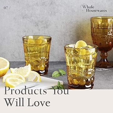 Whole Housewares Colored Amber Goblet Glasses Set of 6