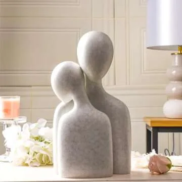 Quoowiit Abstract Couple Sculptures - Elegant Decor for Love