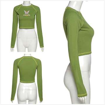 MISSACTIVER Women’s E-Girl Graphic and Letter Printing Stitch Crop Tops Summer O Neck Short Sleeve Crop Tee Top