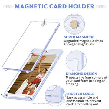 35pt Magnetic Card Holder for Trading Cards, Baseball Cards Protectors Hard Plastic Fit for MTG, Trading Card Holder for Sports Cards, Board Game Cards Standard Clear Magnetic Card Case…