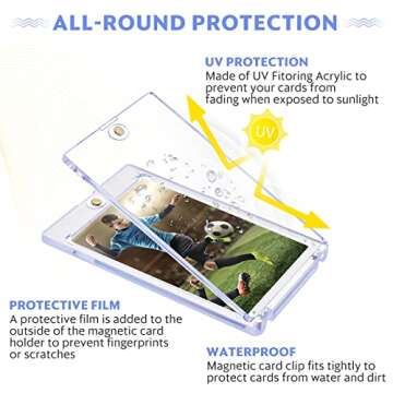 35pt Magnetic Card Holder for Trading Cards, Baseball Cards Protectors Hard Plastic Fit for MTG, Trading Card Holder for Sports Cards, Board Game Cards Standard Clear Magnetic Card Case…