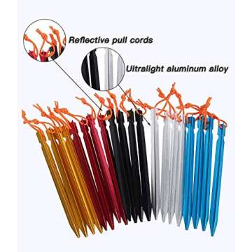 HIKEMAN 20 Pcs Tent Pegs Aluminium Alloy Tent Stakes with Drawstring Bag for Outdoor Camping Trip, Hiking, Beach, Hammock Tarp Shelter (20 Pcs)
