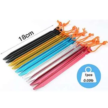 HIKEMAN 20 Pcs Tent Pegs Aluminium Alloy Tent Stakes with Drawstring Bag for Outdoor Camping Trip, Hiking, Beach, Hammock Tarp Shelter (20 Pcs)