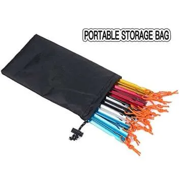 HIKEMAN 20 Pcs Tent Pegs Aluminium Alloy Tent Stakes with Drawstring Bag for Outdoor Camping Trip, Hiking, Beach, Hammock Tarp Shelter (20 Pcs)