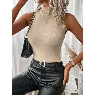 Stylish SOLY HUX Women's Mock Turtle Neck Sleeveless Tank