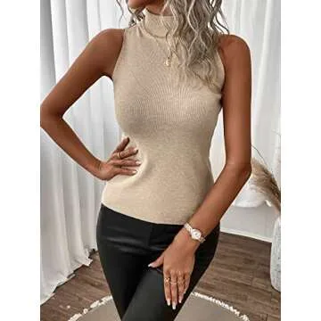Stylish SOLY HUX Women's Mock Turtle Neck Sleeveless Tank