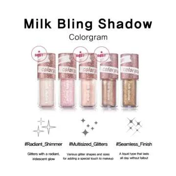 COLORGRAM Milk Bling Shadow 10 Final Pearl | Pigmented glistening liquid glitter eyeshadow, Long-lasting Shimmer to Matte Eyeshadow, Glittery Pearls Buildable for Daily to Party makeup 0.11 Fl. Oz.