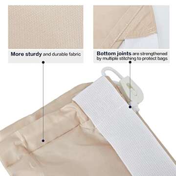 HOMEST XL Nylon Laundry Bag with Strap, Large Dirty Garments Organizer, Easy Fit a Hamper or Clothing Basket, Can Carry Up to 4 Loads of Clothes, Beige