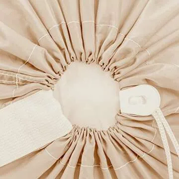 HOMEST XL Nylon Laundry Bag with Strap, Large Dirty Garments Organizer, Easy Fit a Hamper or Clothing Basket, Can Carry Up to 4 Loads of Clothes, Beige