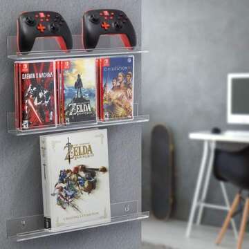 Sorbus Acrylic Floating Shelf Funko Pop Organizer, Clear Invisible Display Rack Ledge - Books, Figur...