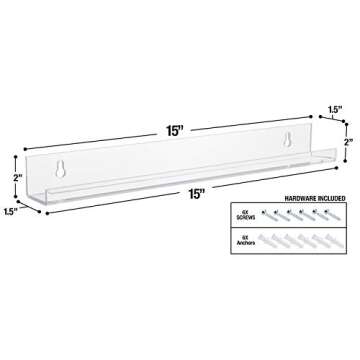 Sorbus Acrylic Floating Shelf Funko Pop Organizer, Clear Invisible Display Rack Ledge - Books, Figurine, Nail Polish Picture Frame Storage, Wall Mounted Vinyl Records Shelves Bathroom, Nail Salon