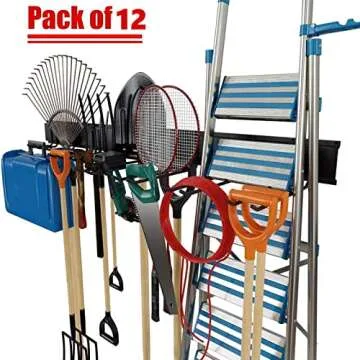 TORACK Tool Storage Rack, Heavy Duty Steel Garage Wall Mount Garden Tool Organizer for Ladders, Chairs, Shovels, Broom, Power tools (8-Pack 5.7"-11" Mixed Hooks, up to 800 lbs)