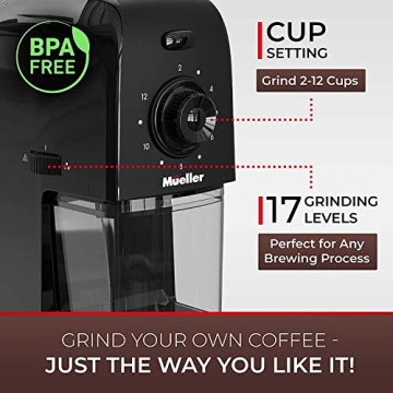 SuperGrind Burr Coffee Grinder 17 Settings Removable Burr