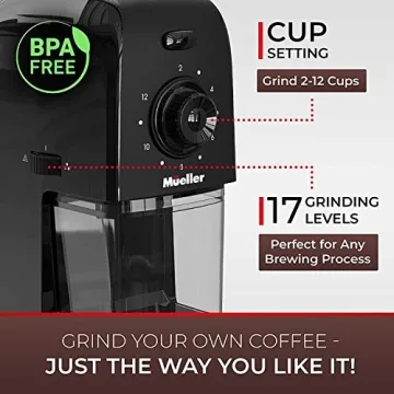 SuperGrind Burr Coffee Grinder 17 Settings Removable Burr