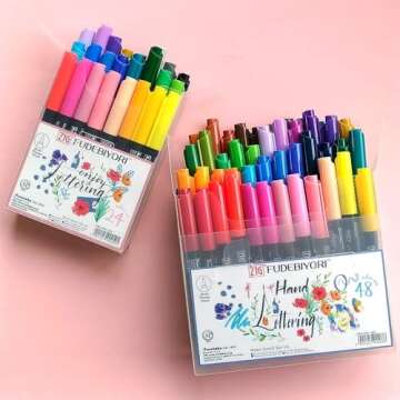 Kuretake ZIG FUDEBIYORI Brush Pens 24 Colors set, AP-Certified, Odourless, Xylene free, Flexible Hard brush tip, Effective for both details and larger spaces, Professional quality, Made in Japan