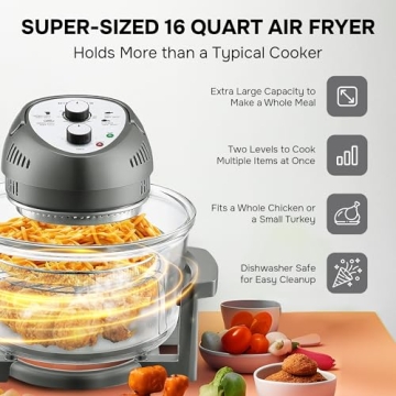 Big Boss 16Qt Glass Air Fryer Oven for Healthy Cooking