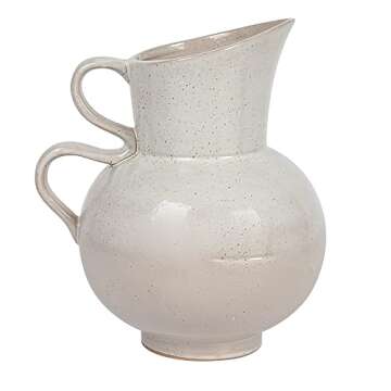 Bloomingville 9 Inches 88-Ounce Stoneware Reactive Glaze, White Pitcher