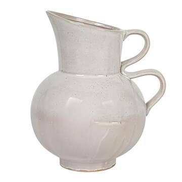 Bloomingville 9 Inches 88-Ounce Stoneware Reactive Glaze, White Pitcher
