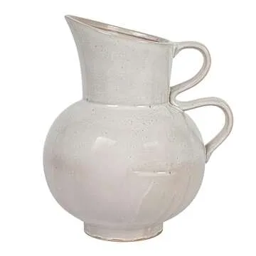Bloomingville 9 Inches 88-Ounce Stoneware Reactive Glaze, White Pitcher