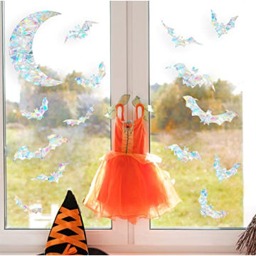 Bat Moon Window Clings Easy to Apply Rainbow Decals