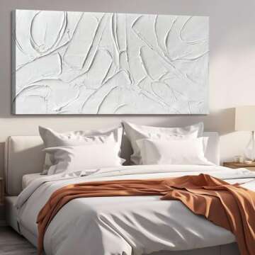 XIANSHOU Home Decor White Abstract Wall Decor Maximalist Artwork Textured Canvas Wall Art Pictures for Living Room Bedroom Home Office Decor 24"x48"