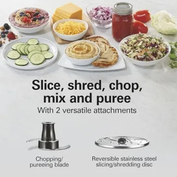 Hamilton Beach Stack & Snap Food Processor and Vegetable Chopper, BPA Free, Stainless Steel Blades, 12 Cup Bowl, 2-Speed 450 Watt Motor, Black (70725A)