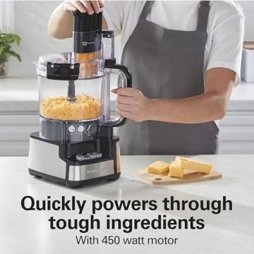 Hamilton Beach Stack & Snap Food Processor and Vegetable Chopper, BPA Free, Stainless Steel Blades, 12 Cup Bowl, 2-Speed 450 Watt Motor, Black (70725A)