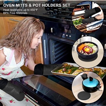 KOHSEN Silicone Oven Mitts Set - Heat Resistant & Stylish